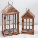 Set aus 2 dekorativen Holzlaternen mit Shabby Chic Kerzenhalter Ferrante Aktion