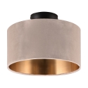 Moderne Deckenleuchte mit 30cm Lampenschirm aus beigefarbenem Samt und Gold Vetor Aktion
