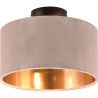 Moderne Deckenleuchte mit 30cm Lampenschirm aus beigefarbenem Samt und Gold Vetor Angebot