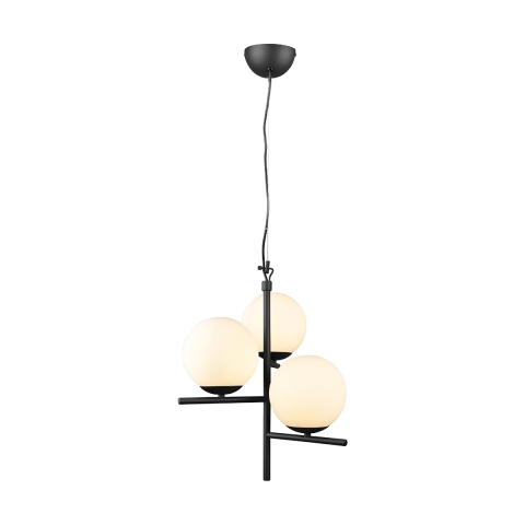 Moderne Pendelleuchte mit 3 kugelförmigen weißen Glaslichtern Lumoa Aktion