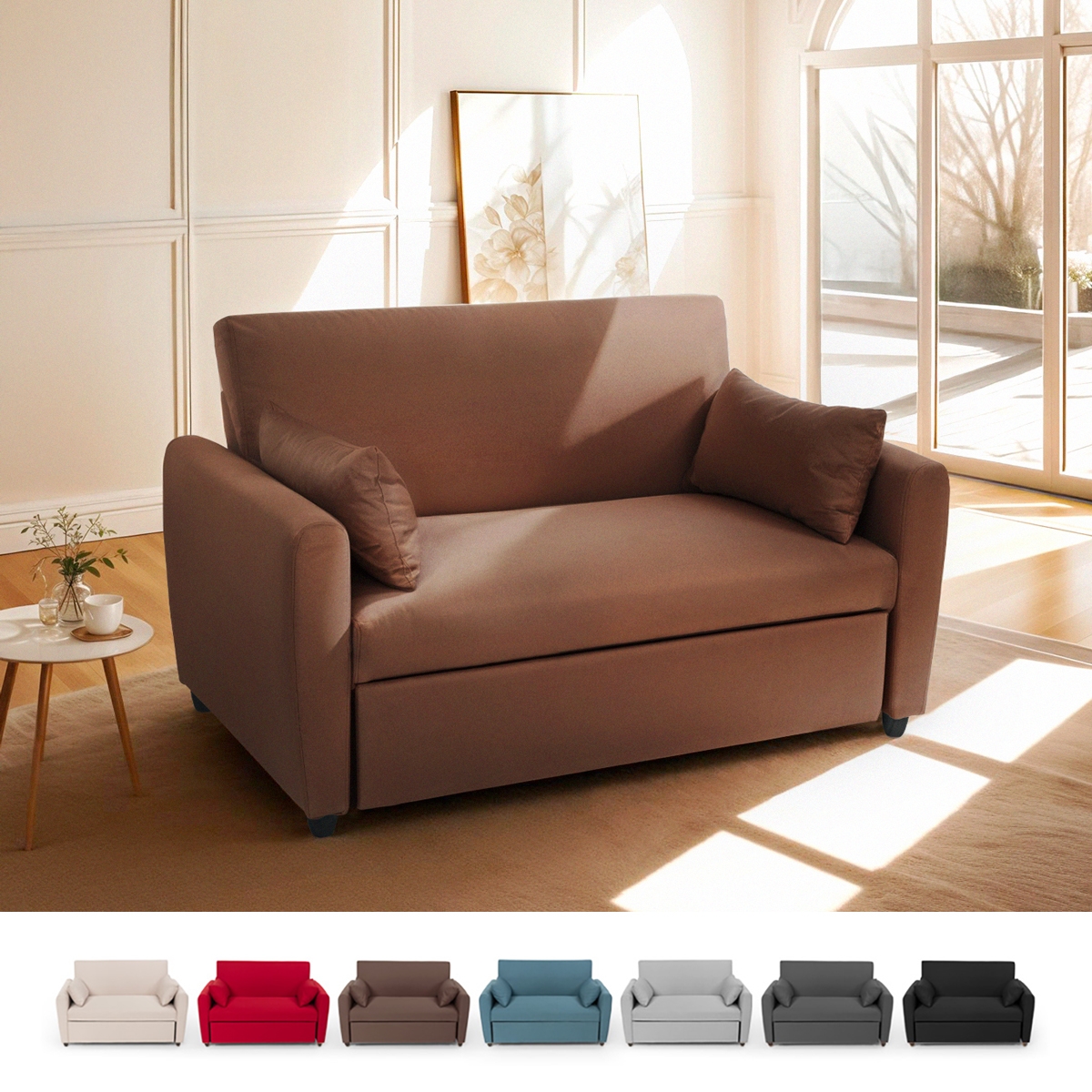 Porto Rico Ausziehbares 2-Sitzer-Schlafsofa, modernes Design aus Stoff 