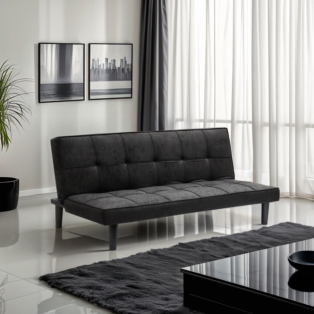 Giada Dark 2 Sitzer Stoff Design Sofa Bett für Haus und Büro Aktion Giada Dark 2 Sitzer Stoff Design Sofa Bett für Haus und Büro Aktion