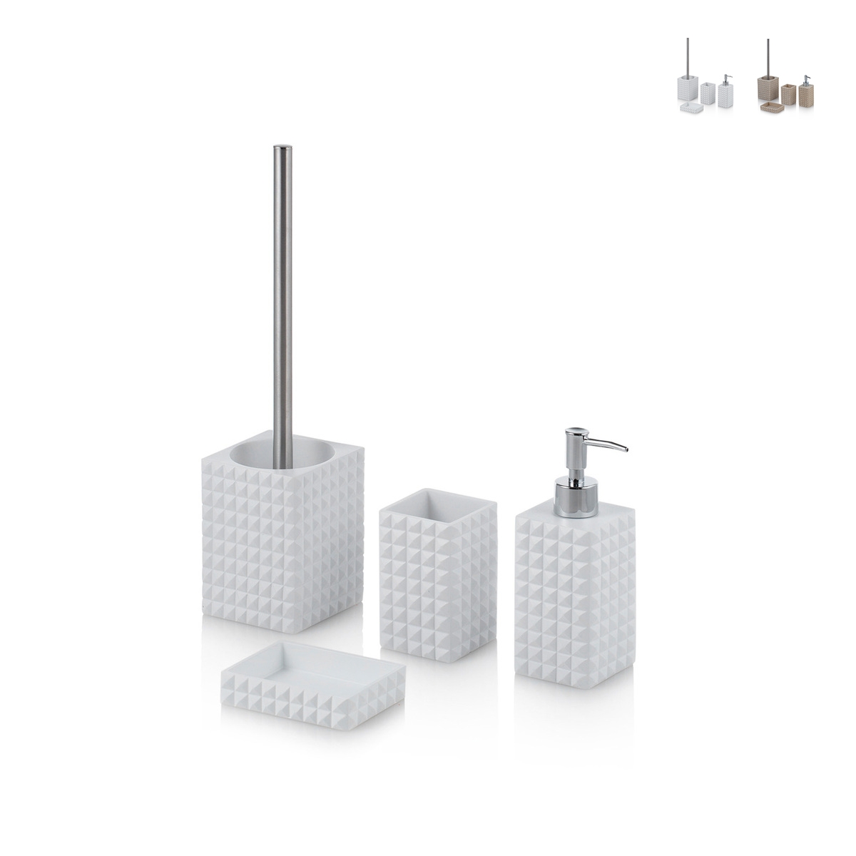 Badezubehör-Set in modernem Design aus Harz Dakar Aktion Badezubehör-Set in modernem Design aus Harz Dakar Aktion