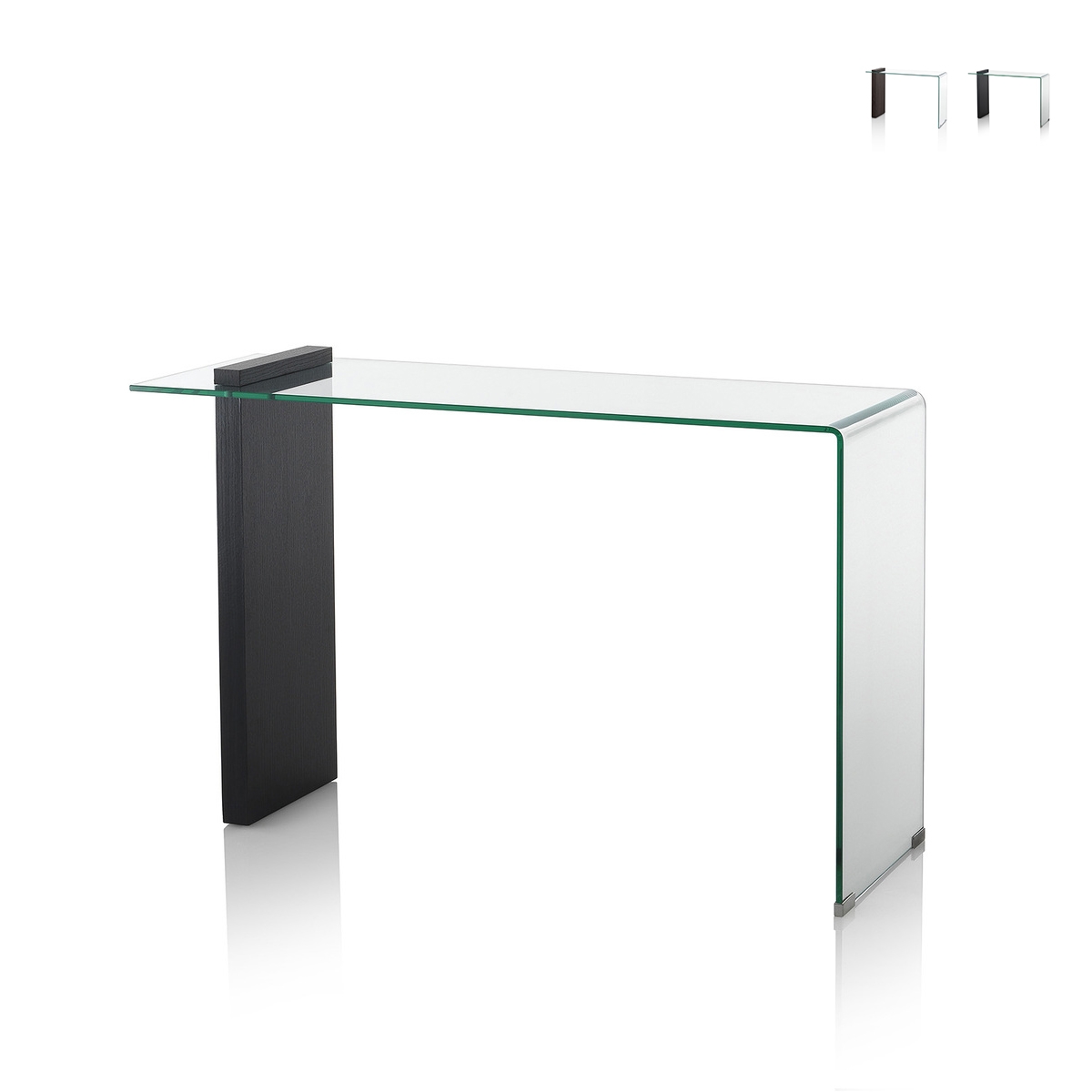 Konsolentisch modern für den Eingang aus Holz und gebogenem Glas 120x40x75cm Feng M Aktion