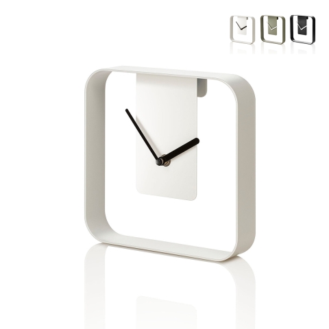 Wanduhr und Tischuhr aus Metall 20x20cm modernes Design Nova Aktion
