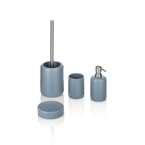 Set Badezimmer Zubehör 4-teilig aus mattem blauen Keramik Skylar Aktion