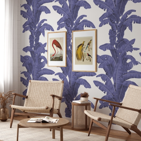 Tapete für Schlafzimmer Wohnzimmer floral Palmen Bianca e Blu Aktion