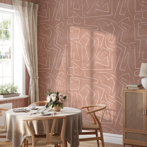 Adesive Tapete geometrisches Design rosa und weiß Graffiti Aktion