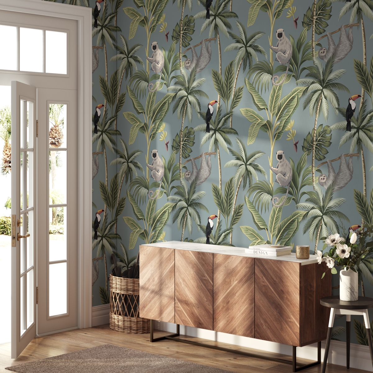 Dschungel-Tapete mit floralen Naturmotiven für Wohnzimmer und Kinderzimmer Jungla Aktion Dschungel-Tapete mit floralen Naturmotiven für Wohnzimmer und Kinderzimmer Jungla Aktion