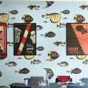 Blaue Meeres-Tapete für Wohnzimmer und Flur mit Tropischen Fischen Verkauf