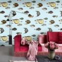 Blaue Meeres-Tapete für Wohnzimmer und Flur mit Tropischen Fischen Aktion