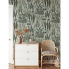 Tapete für Wohnzimmer mit Pflanzen und Blättern, botanischer Dschungel in Grün Angebot