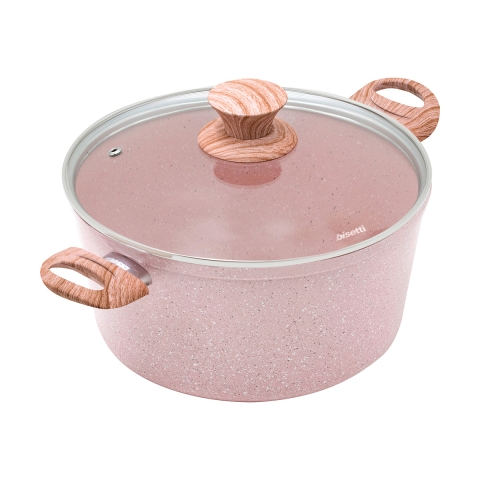 Antihaft-Kochtopf 24cm rosé Granit-Effekt mit Deckel Stonerose Aktion