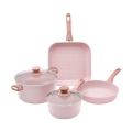 6-teilige Topf-Set mit Bratpfanne und Grillpfanne, rosa Granit, Stonerose Aktion