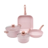 6-teilige Topf-Set mit Bratpfanne und Grillpfanne, rosa Granit, Stonerose Aktion