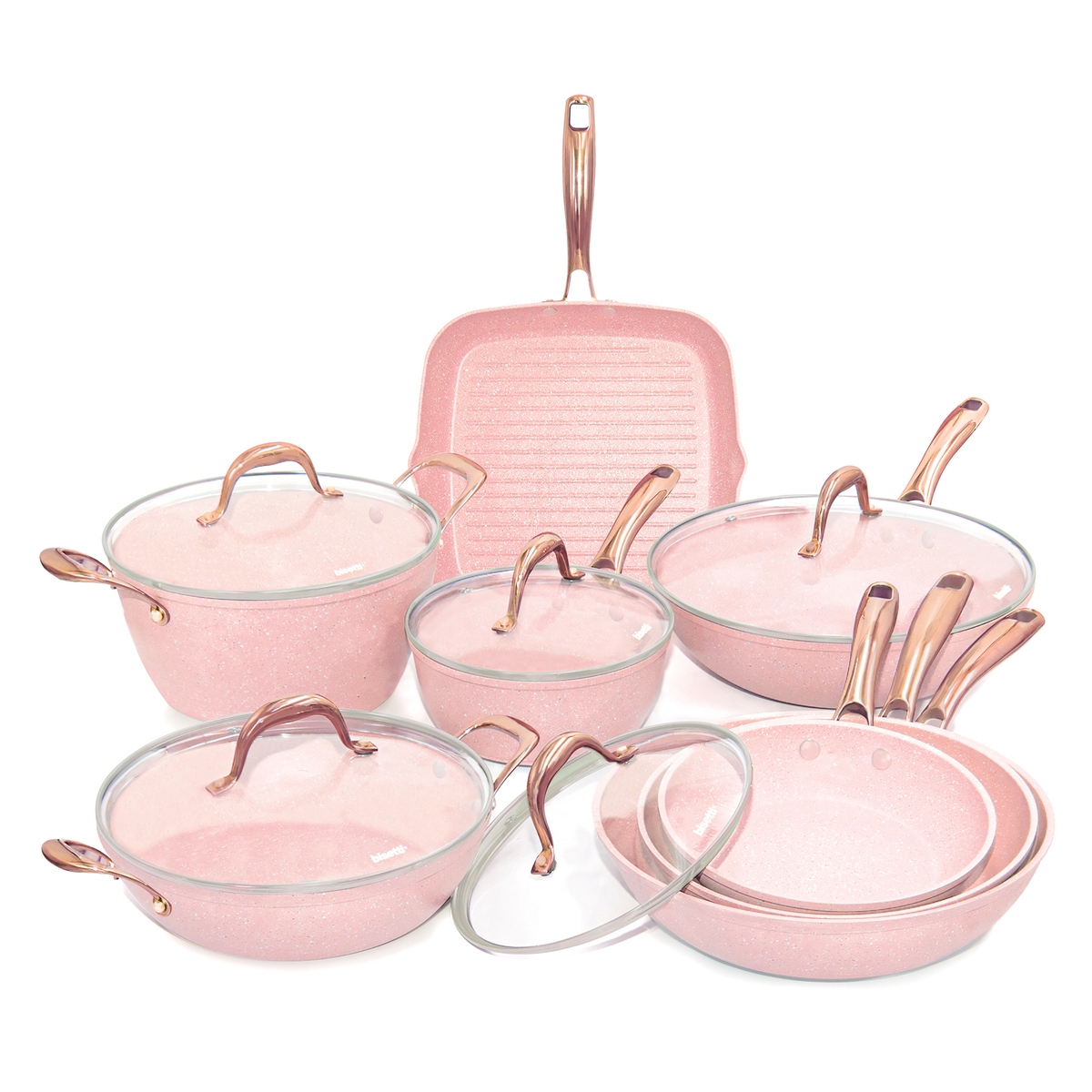 Stonerose 13-teiliges Kochgeschirr-Set, rosé Granit-Effekt, Edelstahlgriff Aktion Stonerose 13-teiliges Kochgeschirr-Set, rosé Granit-Effekt, Edelstahlgriff Aktion