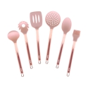 Set 6 Küchenutensilien aus rosa Metall und Silikon Bisetti Stonerose Angebot