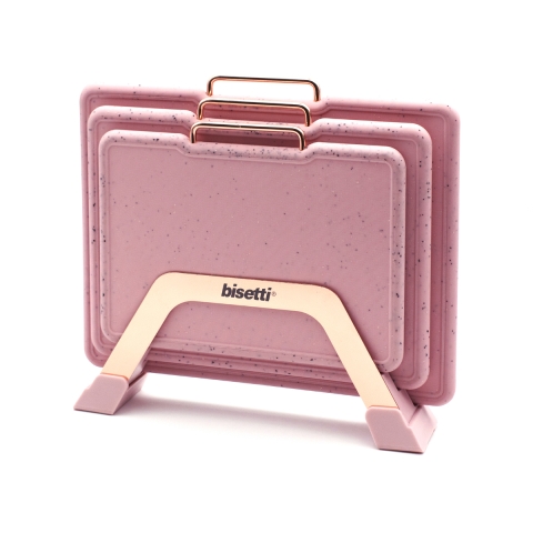 Set aus 3 rosa Granit-Effekt Kunststoff Schneidebrettern Küche Bisetti Stonerose Aktion