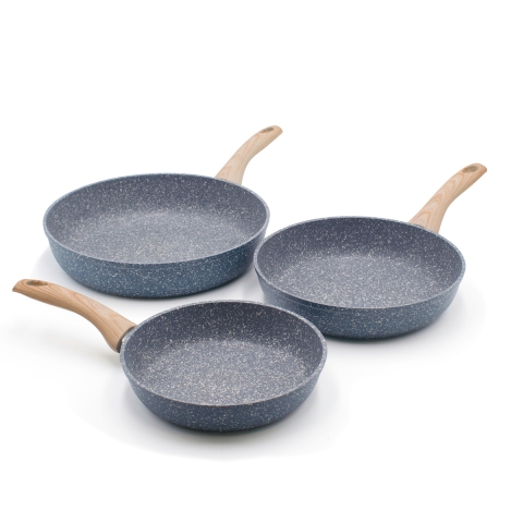 Set 3 Pfannen aus antihaftbeschichtetem Aluminium mit Holzgriff Pierre Gourmet Aktion