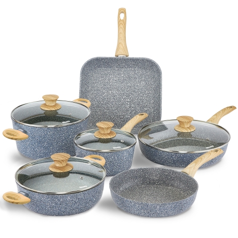 Set 10 Stück Töpfe Pfannen aus antihaftbeschichtetem Aluminium Pierre Gourmet Aktion