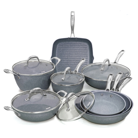 13-teiliges Pfannenset mit Antihaft-Grillpfanne Bisetti Pierre Gourmet Aktion
