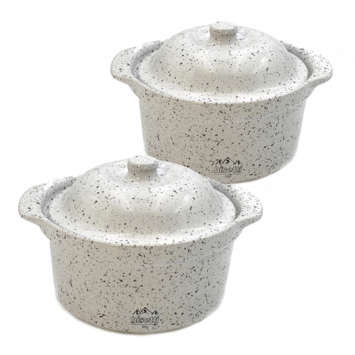 Set aus 2 Cocotte-Auflaufformen aus Keramik Stoneware Bisetti Stonewhite Aktion Set aus 2 Cocotte-Auflaufformen aus Keramik Stoneware Bisetti Stonewhite Aktion