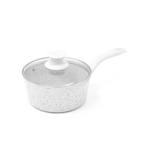 Bisetti Stonewhite Antihaft-Kasserolle 18 cm mit weißem Holzgriff Aktion