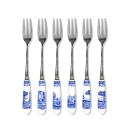 Set aus 6 Dessertgabeln aus Edelstahl und Keramik im englischen Stil Blue Italian Aktion