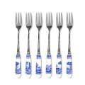 Set aus 6 Dessertgabeln aus Edelstahl und Keramik im englischen Stil Blue Italian Aktion