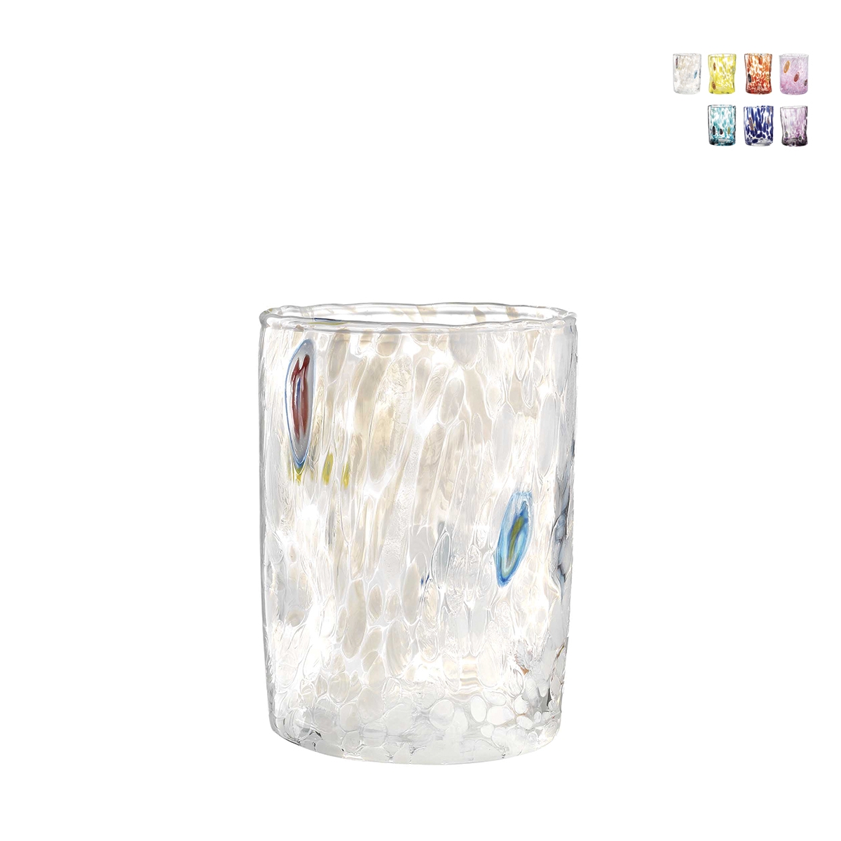 Set aus 6 Wassergläsern aus farbigem Glas Küche Restaurant 10cm Murrine Aktion Set aus 6 Wassergläsern aus farbigem Glas Küche Restaurant 10cm Murrine Aktion