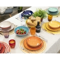 Set aus 6 runden Platzsets aus geflochtenem Stroh Ø38cm Spiral Color 