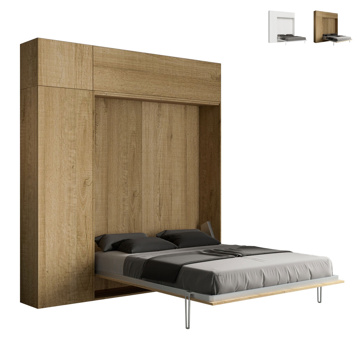 Schrankbett Doppelbett 160x190cm mit Regal und Hängeschränken Kentaro Rabatte Schrankbett Doppelbett 160x190cm mit Regal und Hängeschränken Kentaro Rabatte