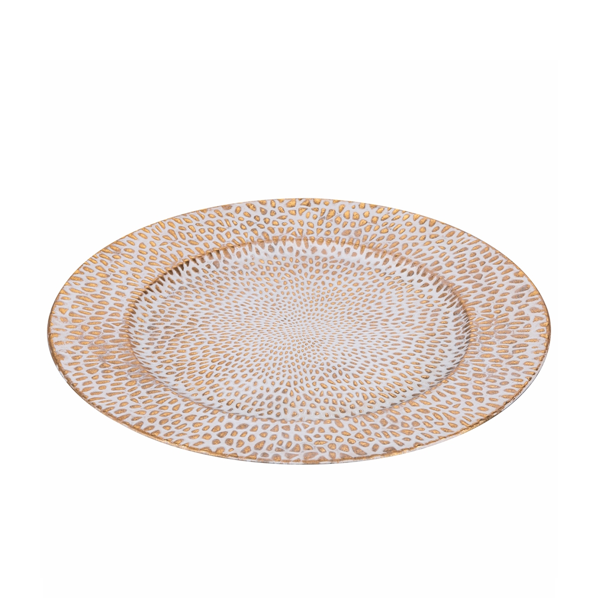 6er-Set Tischuntersetzer 33cm, elegant dekoriert in Gold und Weiß, Modell Drop Aktion 6er-Set Tischuntersetzer 33cm, elegant dekoriert in Gold und Weiß, Modell Drop Aktion