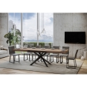 Ausziehbarer Esstisch im Industriedesign, Holz-Anthrazit, 90x180-440, Famas Angebot