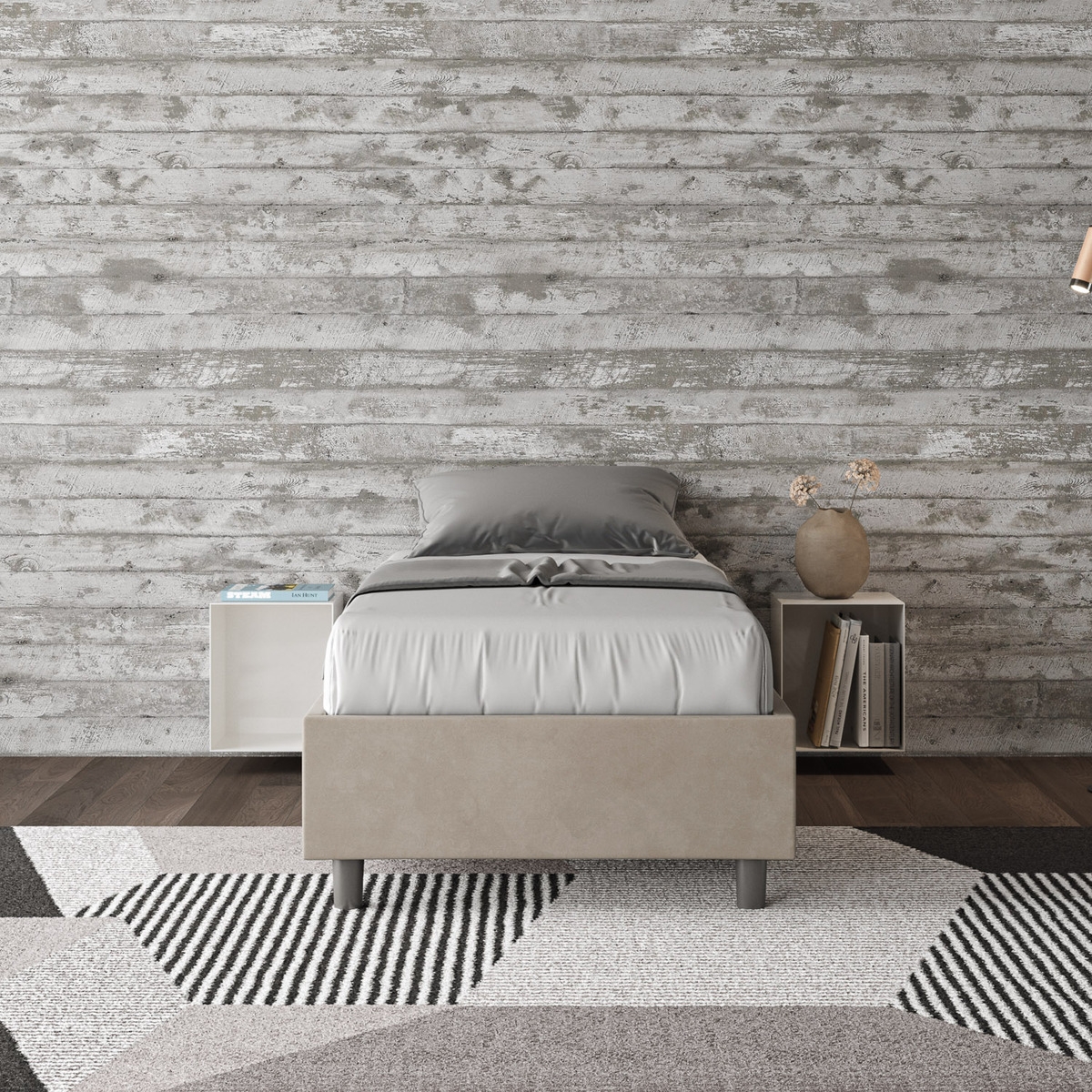 Einzelbett 90x190 cm gepolstert Stoff beige mit Lattenrost Azelia Aktion Einzelbett 90x190 cm gepolstert Stoff beige mit Lattenrost Azelia Aktion