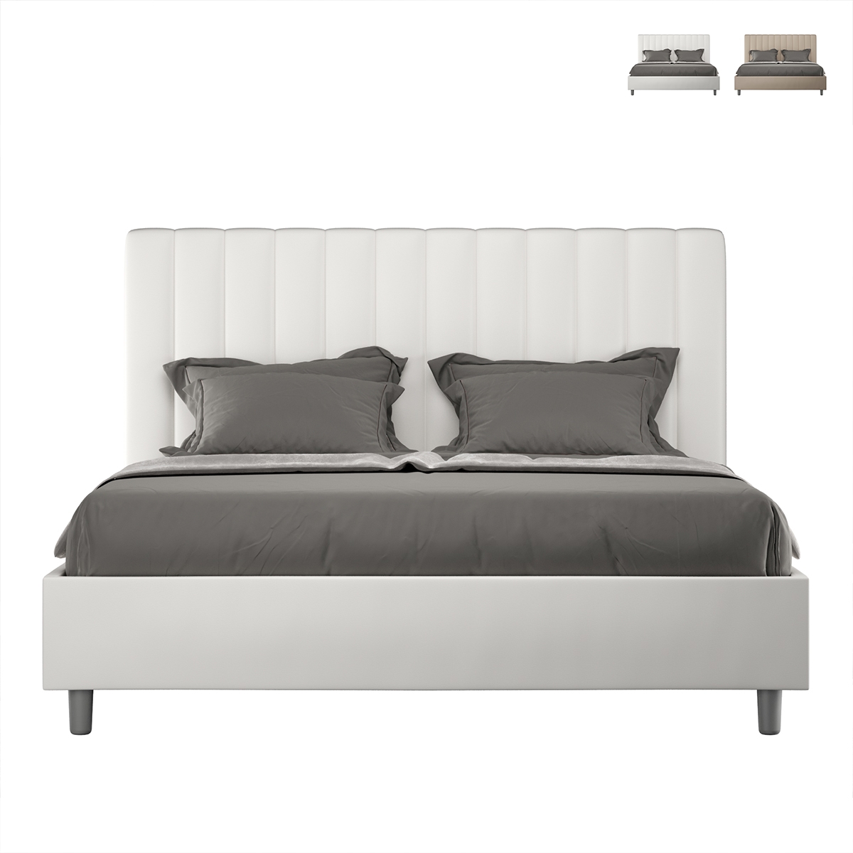 Doppelbett 160x200 ohne Lattenrost mit Kopfteil in Kunstleder Agueda Aktion Doppelbett 160x200 ohne Lattenrost mit Kopfteil in Kunstleder Agueda Aktion