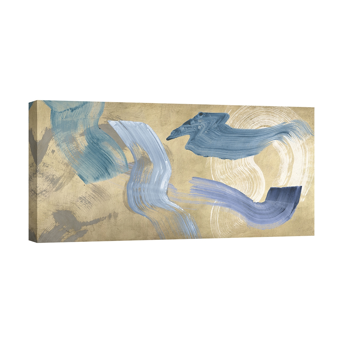 Moderne abstrakte Leinwanddruck "Blue Waves on Gold" von Haru Ikeda Aktion Moderne abstrakte Leinwanddruck "Blue Waves on Gold" von Haru Ikeda Aktion