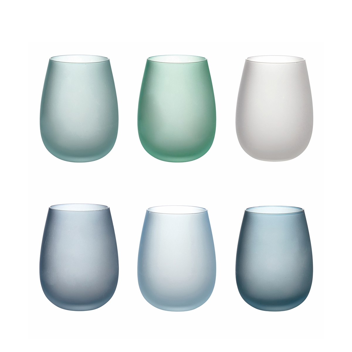 Set blaue Gläser aus Glas, Eiseffekt, 600ml, Happy Hour Ocean Aktion