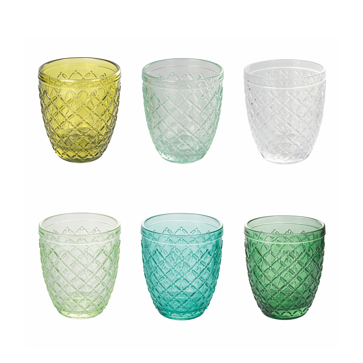 Set von 6 Trinkgläsern aus transparentem grünem Glas Castle Greenery Aktion Set von 6 Trinkgläsern aus transparentem grünem Glas Castle Greenery Aktion