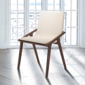 Set aus 2 Esszimmerstühlen, modernes Design in Holz und beigem Kunstleder Hays Verkauf
