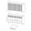 Moderne Design-Sideboard Madia für Wohnzimmer, Beige, 3 Schubladen, 3 Türen Bitter Lagerbestand