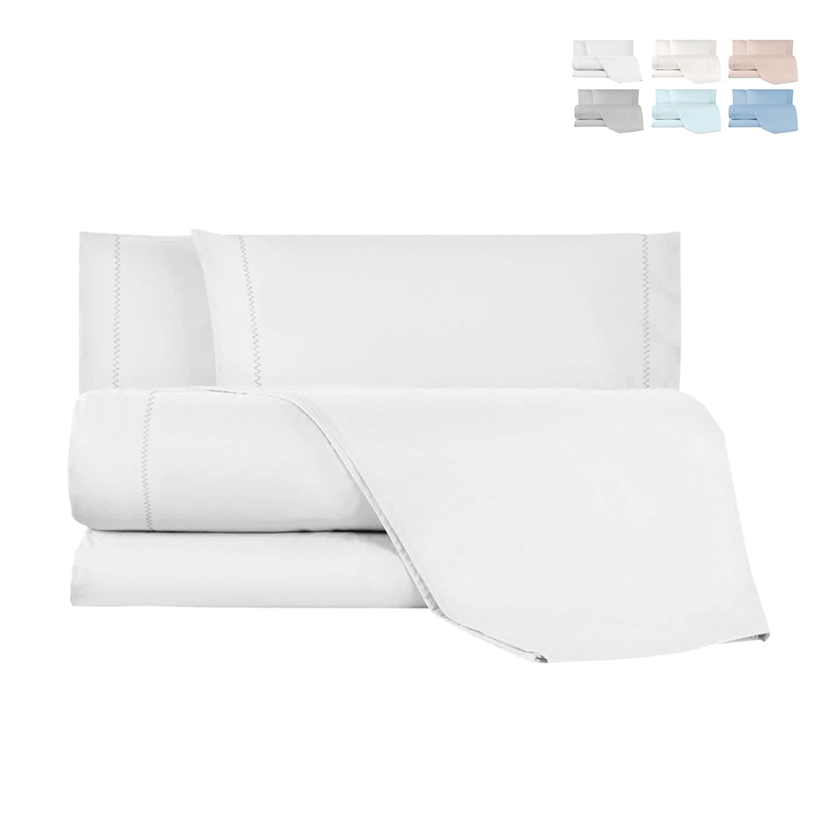 Baumwoll-Bettwäsche-Set für Doppelbett mit Bettlaken und 2 Kissenbezügen Toronto Aktion