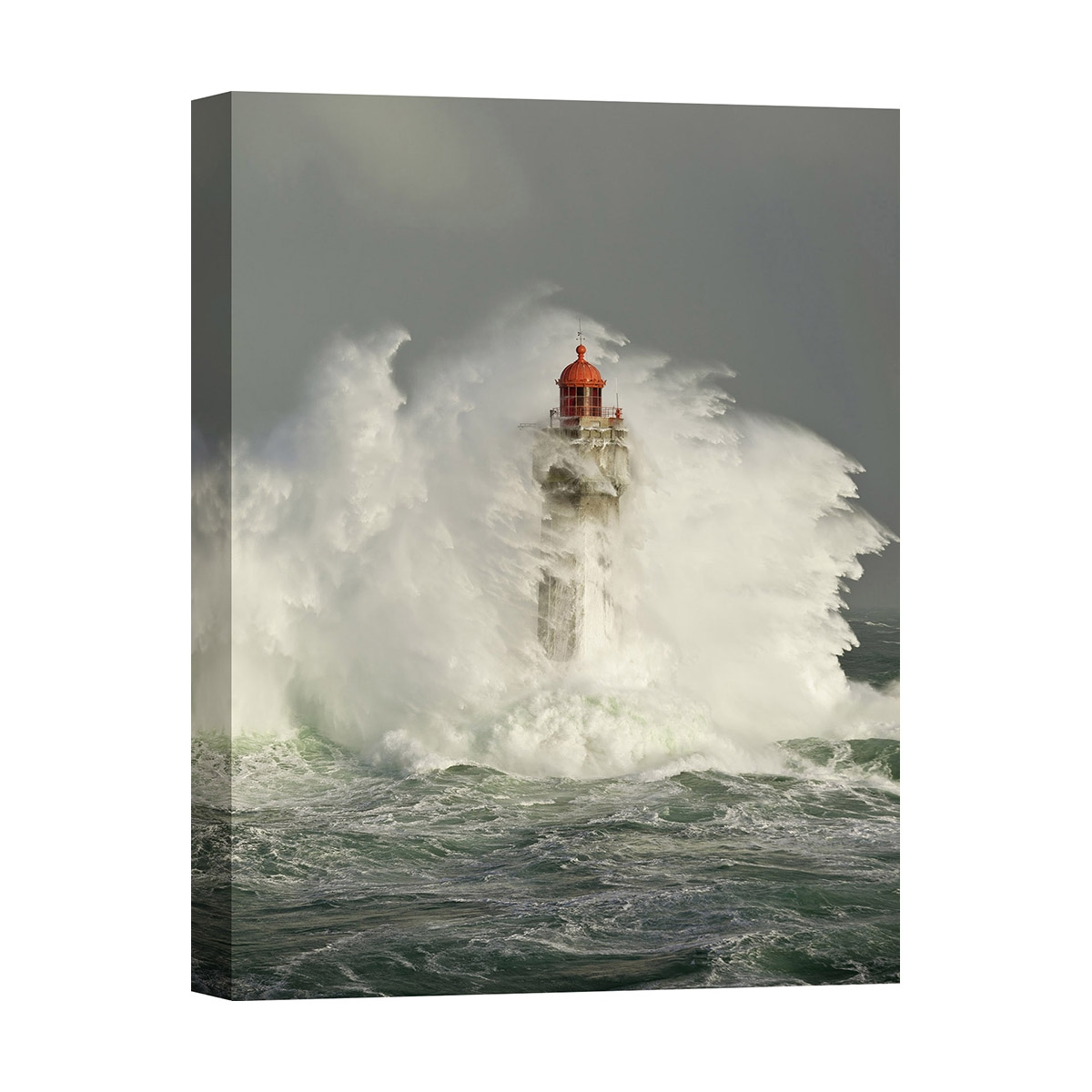 Leinwandbild mit Leuchtturm in den Wellen La Jument Jean Guichard Aktion Leinwandbild mit Leuchtturm in den Wellen La Jument Jean Guichard Aktion