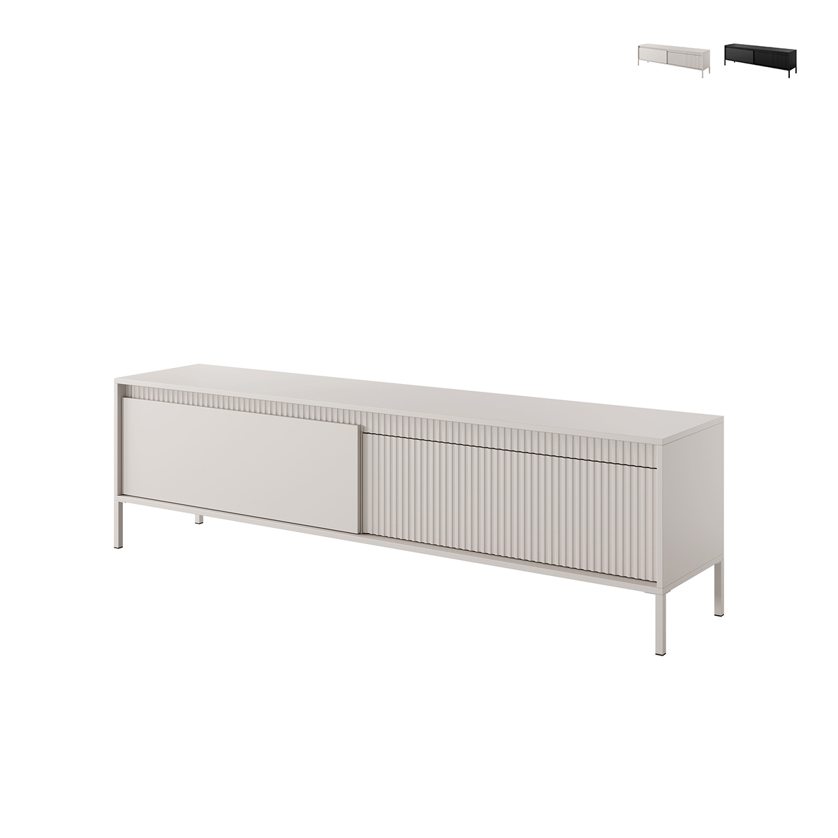 Moderner TV-Unterschrank Kergi mit 2 Türen für Wohnzimmer - Niedriges Design Aktion Moderner TV-Unterschrank Kergi mit 2 Türen für Wohnzimmer - Niedriges Design Aktion