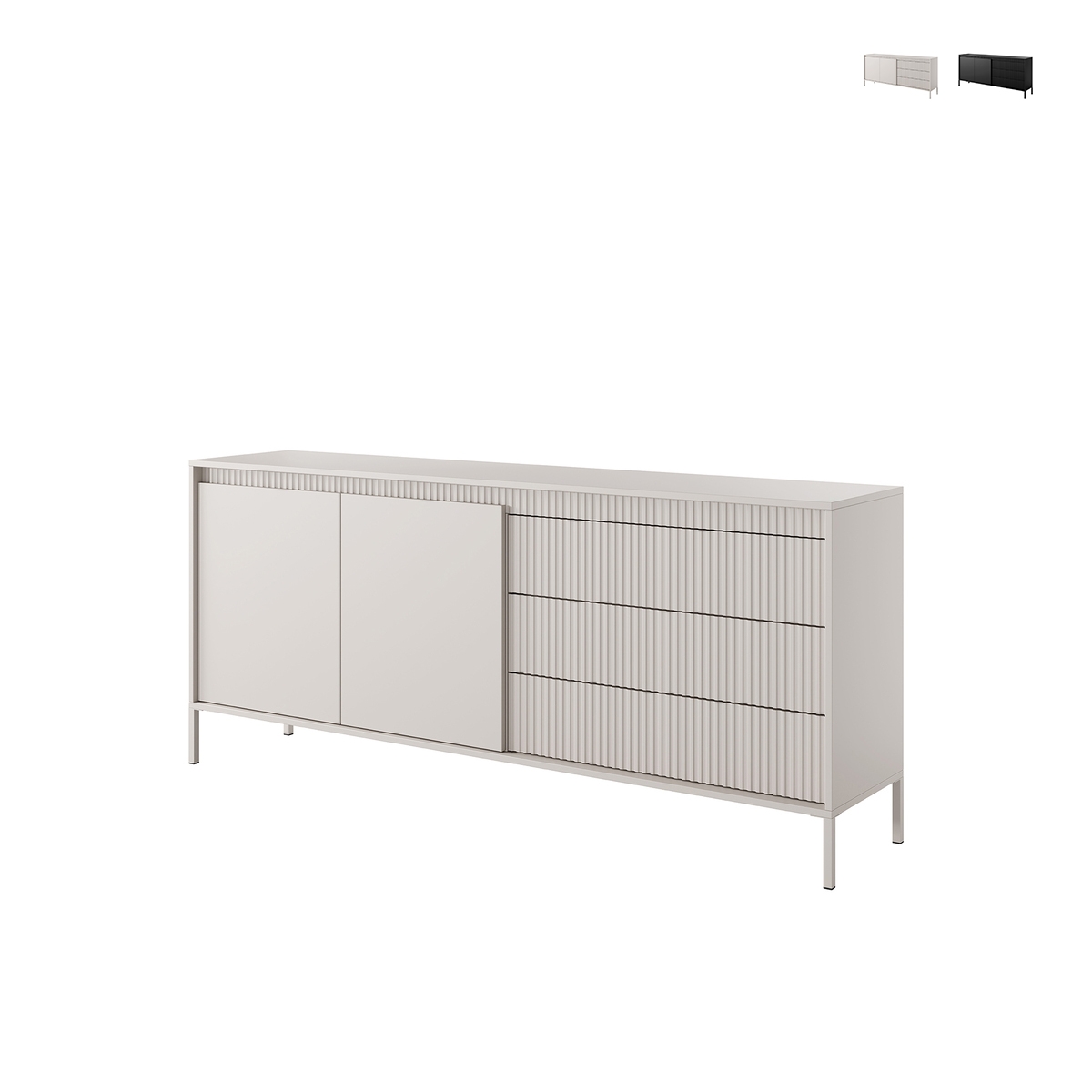 Sideboard Kergi mit 2 Türen und 3 Schubladen für Wohnzimmer und Esszimmer Aktion Sideboard Kergi mit 2 Türen und 3 Schubladen für Wohnzimmer und Esszimmer Aktion