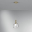 Goldene Pendelleuchte mit Einzelschirm aus Glas Brandy LS Aktion