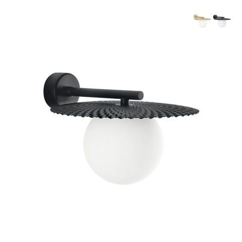 Vintage-Wandleuchte aus Metall mit rundem, weißem Glasdiffusor Chaplin AP Aktion