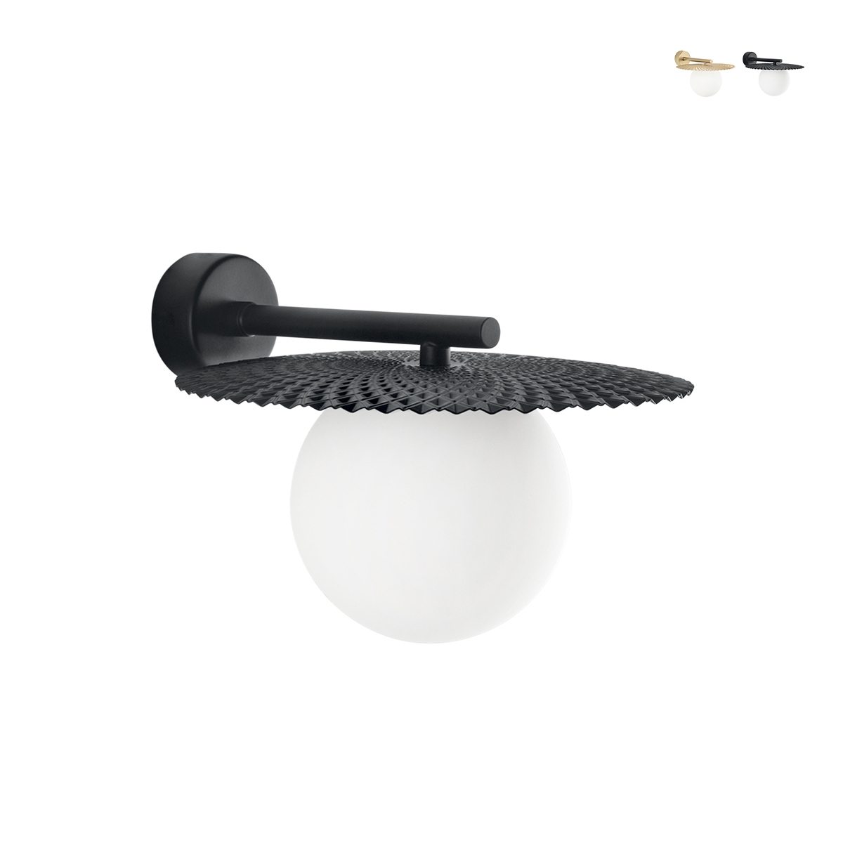 Vintage-Wandleuchte aus Metall mit rundem, weißem Glasdiffusor Chaplin AP Aktion