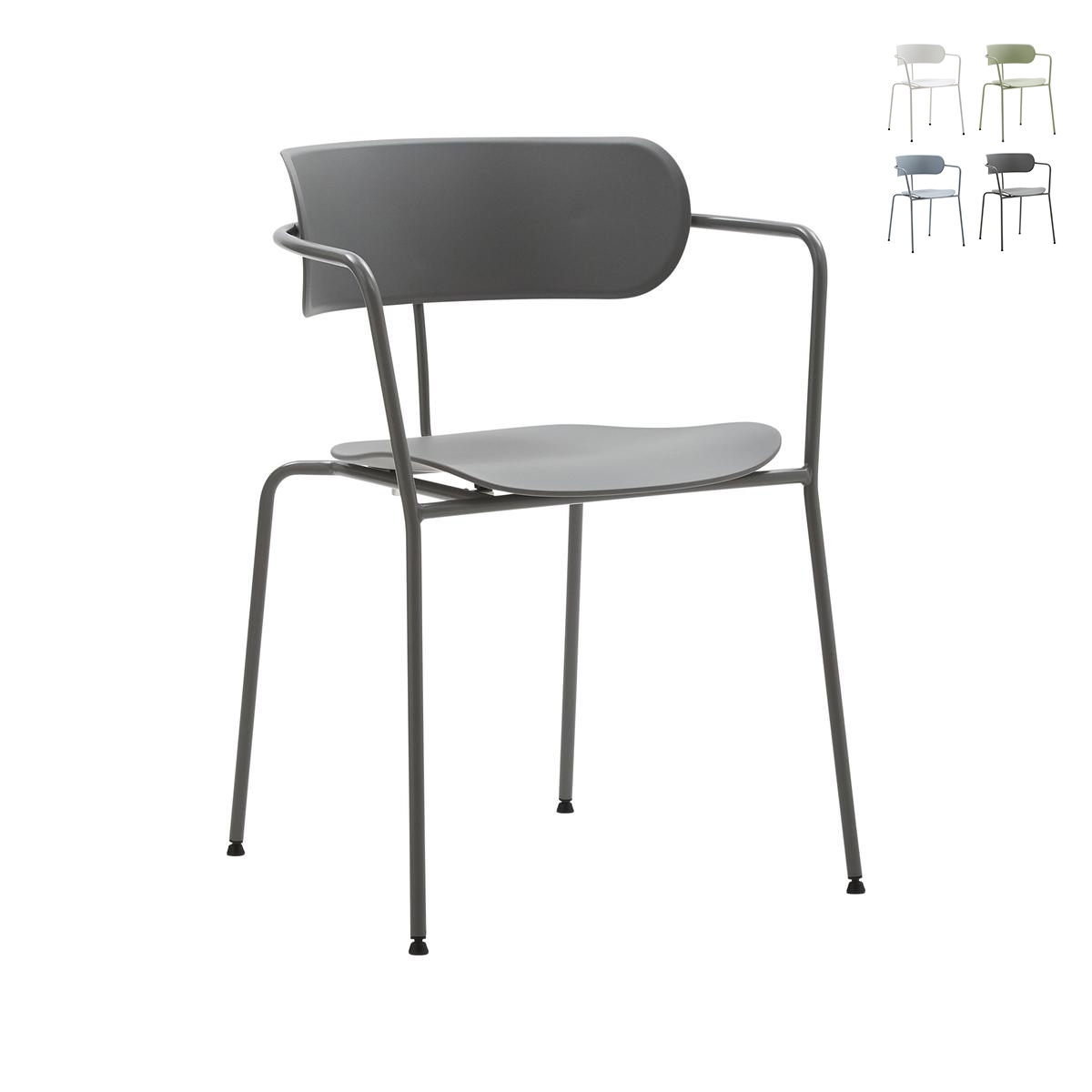 4er-Set Stühle aus Metall und Polypropylen im modernen Design Asmar Aktion