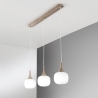 Jaipur Pendelleuchte mit Holzoptik, 3 Flammen, weißes Opalglas Verkauf